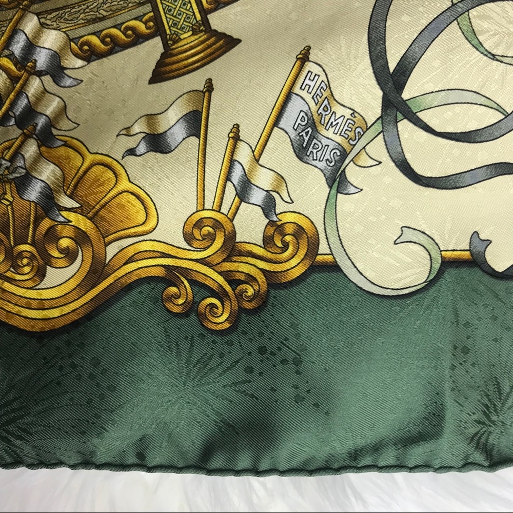 Authentic HERMES “Luna Park” Silk Damask Scarf - Picture 6 of 8